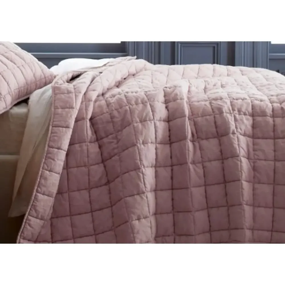 Quince TWIN Linen Box Quilt Only Dusty Mauve  NO SHAMS NEW
